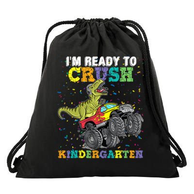 Im Ready To Crush Kindergarten Monster Truck Dinosaur Boy Kids Gift Drawstring Bag