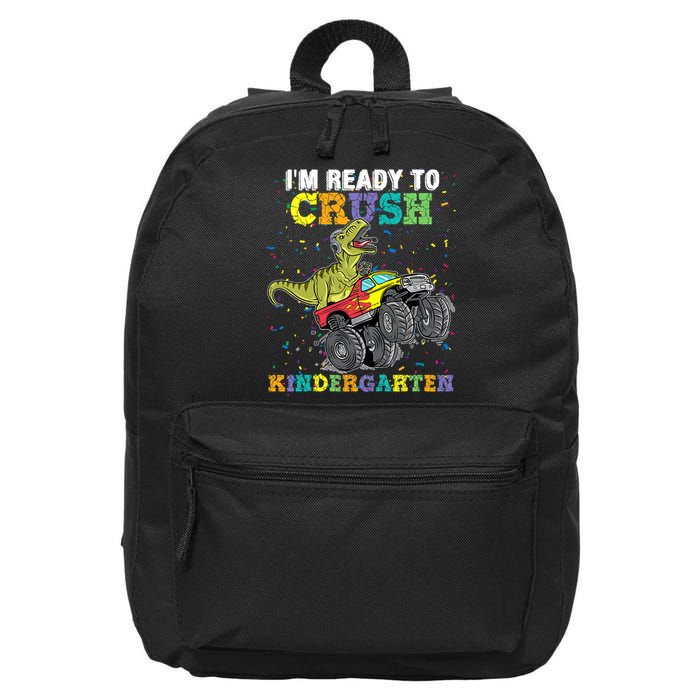 Im Ready To Crush Kindergarten Monster Truck Dinosaur Boy Kids Gift 16 in Basic Backpack