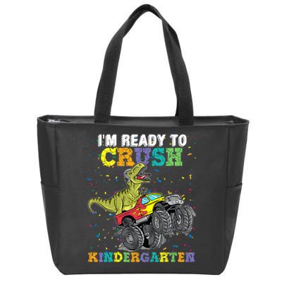 Im Ready To Crush Kindergarten Monster Truck Dinosaur Boy Kids Gift Zip Tote Bag