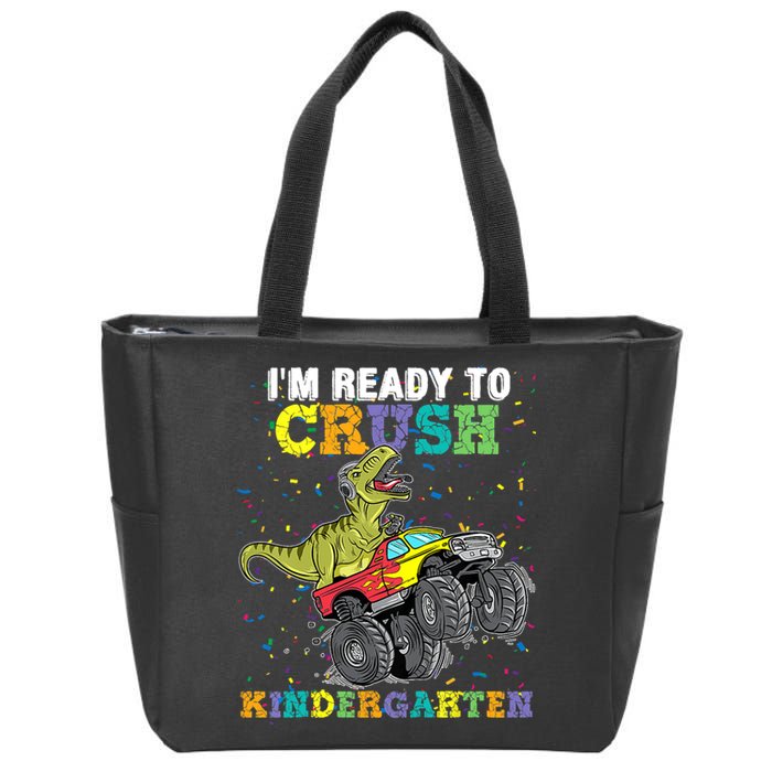 Im Ready To Crush Kindergarten Monster Truck Dinosaur Boy Kids Gift Zip Tote Bag