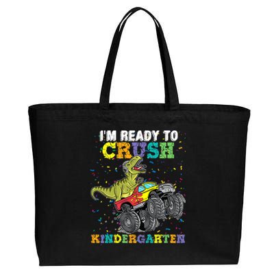 Im Ready To Crush Kindergarten Monster Truck Dinosaur Boy Kids Gift Cotton Canvas Jumbo Tote