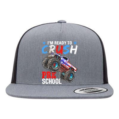 Im Ready To Crush Preschool Monster Truck Back To School Flat Bill Trucker Hat