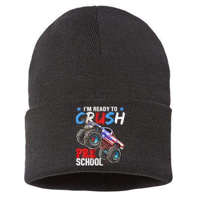 Im Ready To Crush Preschool Monster Truck Back To School Sustainable Knit Beanie