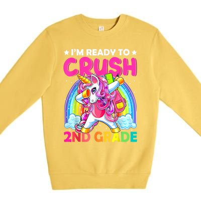 Im Ready To Crush 2nd Grade Dabbing Unicorn Back To School Premium Crewneck Sweatshirt