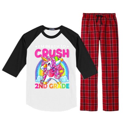 Im Ready To Crush 2nd Grade Dabbing Unicorn Back To School Raglan Sleeve Pajama Set