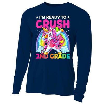 Im Ready To Crush 2nd Grade Dabbing Unicorn Back To School Cooling Performance Long Sleeve Crew