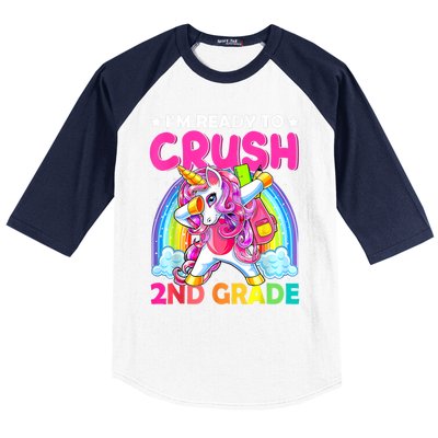 Im Ready To Crush 2nd Grade Dabbing Unicorn Back To School Baseball Sleeve Shirt