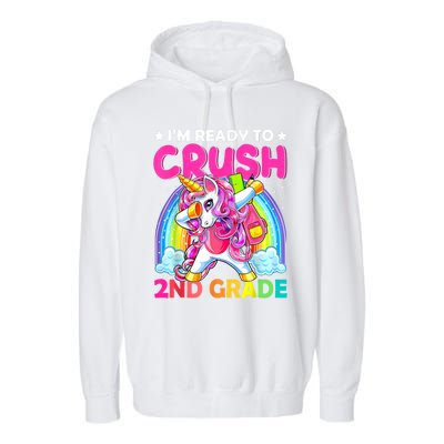 Im Ready To Crush 2nd Grade Dabbing Unicorn Back To School Garment-Dyed Fleece Hoodie