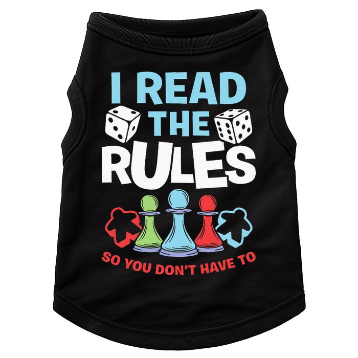 I Read The Rules Board Dice Chess Board Gaming Board Gamers Doggie Tank