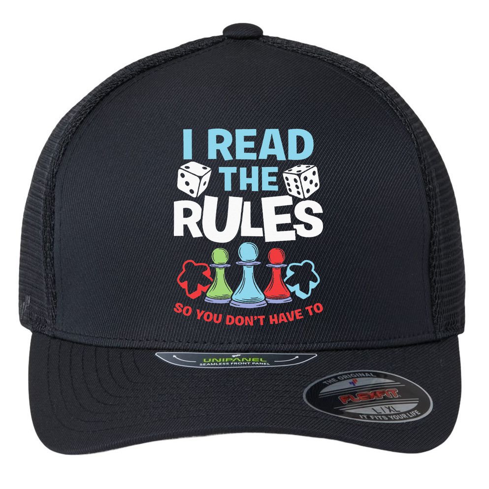 I Read The Rules Board Dice Chess Board Gaming Board Gamers Flexfit Unipanel Trucker Cap