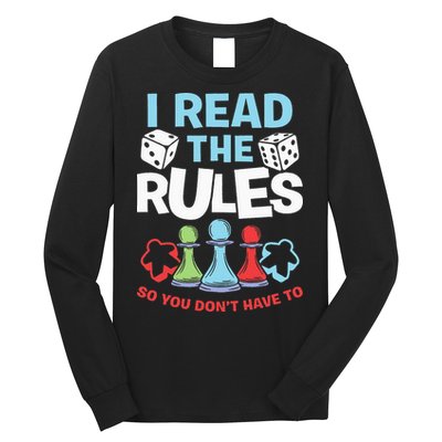I Read The Rules Board Dice Chess Board Gaming Board Gamers Long Sleeve Shirt