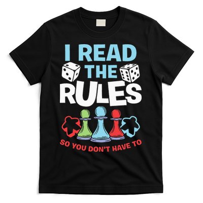 I Read The Rules Board Dice Chess Board Gaming Board Gamers T-Shirt