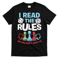 I Read The Rules Board Dice Chess Board Gaming Board Gamers T-Shirt