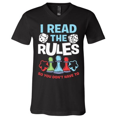 I Read The Rules Board Dice Chess Board Gaming Board Gamers V-Neck T-Shirt