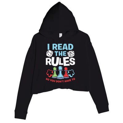 I Read The Rules Board Dice Chess Board Gaming Board Gamers Crop Fleece Hoodie