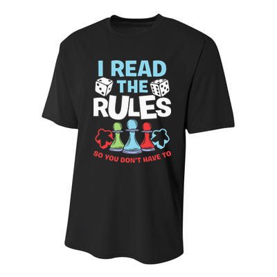I Read The Rules Board Dice Chess Board Gaming Board Gamers Youth Performance Sprint T-Shirt