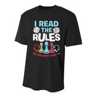 I Read The Rules Board Dice Chess Board Gaming Board Gamers Youth Performance Sprint T-Shirt