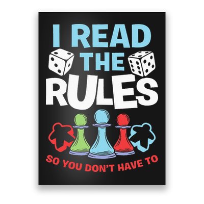 I Read The Rules Board Dice Chess Board Gaming Board Gamers Poster