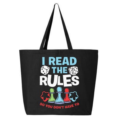 I Read The Rules Board Dice Chess Board Gaming Board Gamers 25L Jumbo Tote