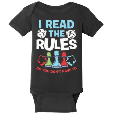 I Read The Rules Board Dice Chess Board Gaming Board Gamers Baby Bodysuit