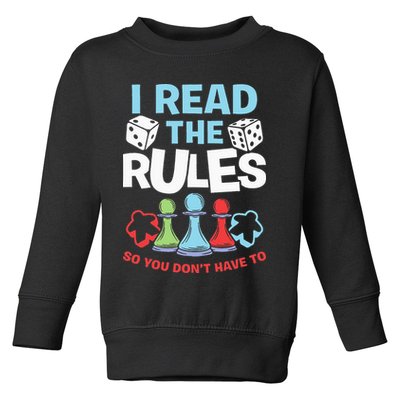 I Read The Rules Board Dice Chess Board Gaming Board Gamers Toddler Sweatshirt