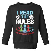 I Read The Rules Board Dice Chess Board Gaming Board Gamers Toddler Sweatshirt