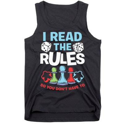 I Read The Rules Board Dice Chess Board Gaming Board Gamers Tank Top