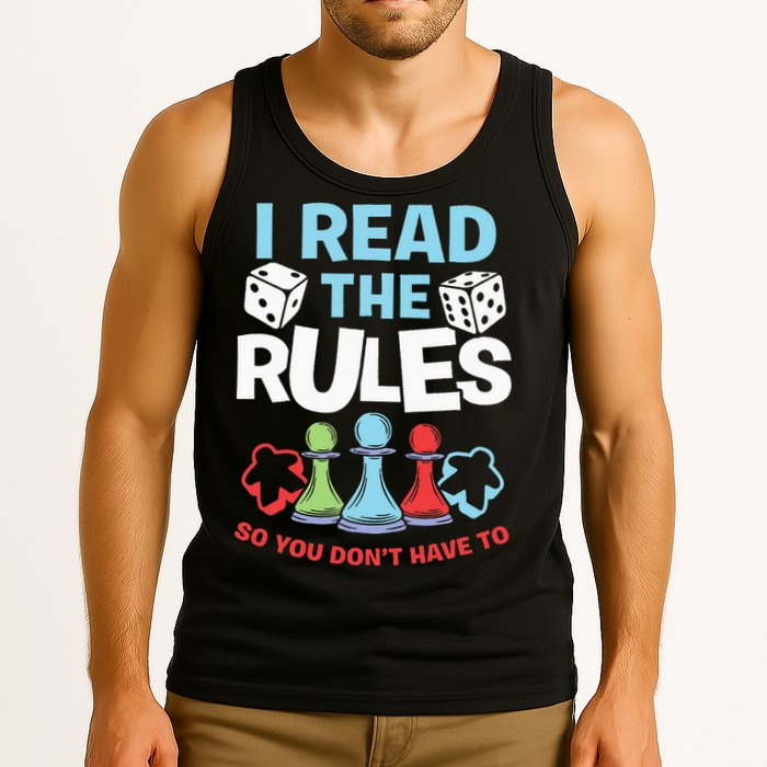 I Read The Rules Board Dice Chess Board Gaming Board Gamers Tank Top