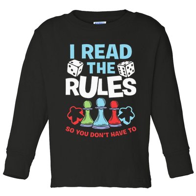 I Read The Rules Board Dice Chess Board Gaming Board Gamers Toddler Long Sleeve Shirt