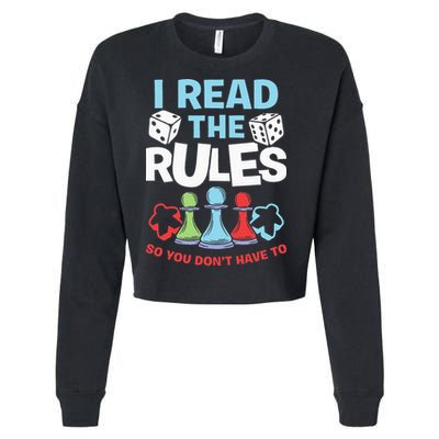 I Read The Rules Board Dice Chess Board Gaming Board Gamers Cropped Pullover Crew