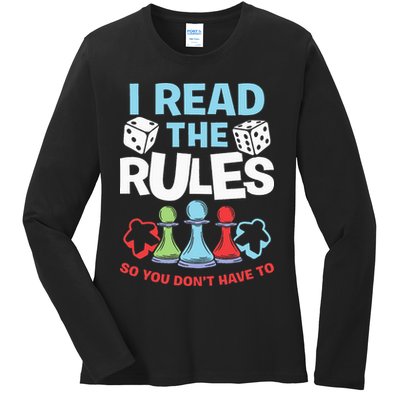 I Read The Rules Board Dice Chess Board Gaming Board Gamers Ladies Long Sleeve Shirt