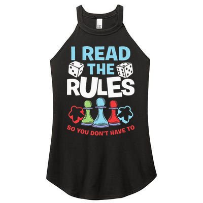 I Read The Rules Board Dice Chess Board Gaming Board Gamers Women's Perfect Tri Rocker Tank