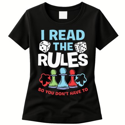 I Read The Rules Board Dice Chess Board Gaming Board Gamers Womens T-Shirt