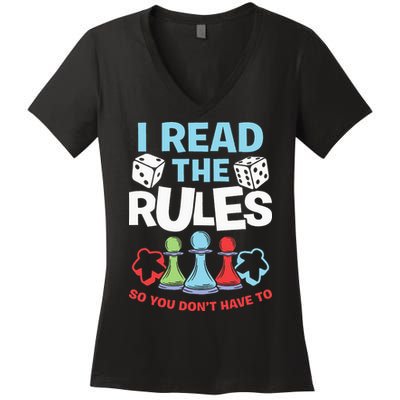I Read The Rules Board Dice Chess Board Gaming Board Gamers Women's V-Neck T-Shirt