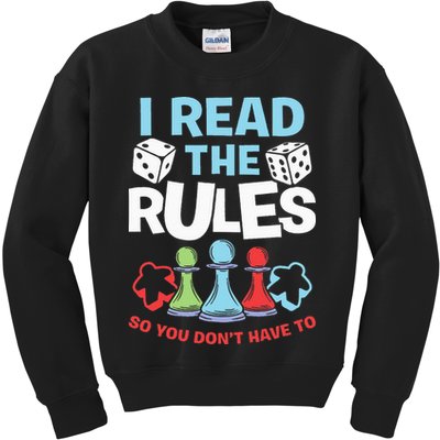 I Read The Rules Board Dice Chess Board Gaming Board Gamers Kids Sweatshirt