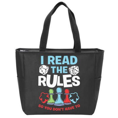 I Read The Rules Board Dice Chess Board Gaming Board Gamers Zip Tote Bag