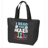 I Read The Rules Board Dice Chess Board Gaming Board Gamers Zip Tote Bag