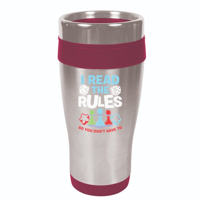 I Read The Rules Board Dice Chess Board Gaming Board Gamers 16oz Travel Tumbler