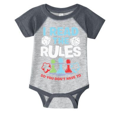 I Read The Rules Board Dice Chess Board Gaming Board Gamers Infant Baby Jersey Bodysuit