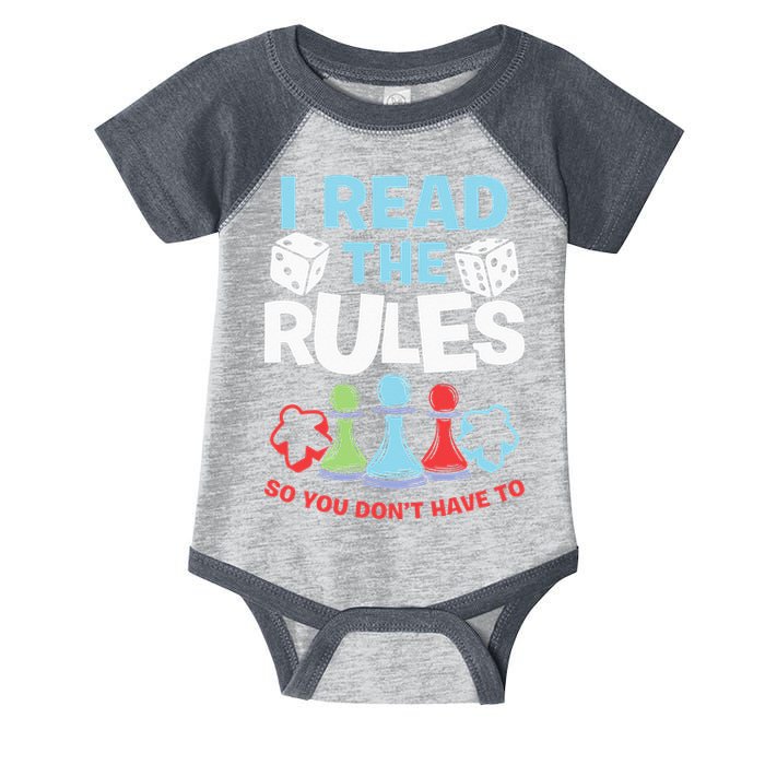 I Read The Rules Board Dice Chess Board Gaming Board Gamers Infant Baby Jersey Bodysuit