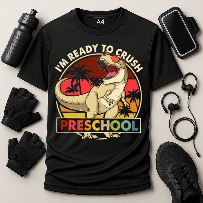 I'm Ready To Crush Preschool Back To School Dinosaur Cooling Performance Crew T-Shirt