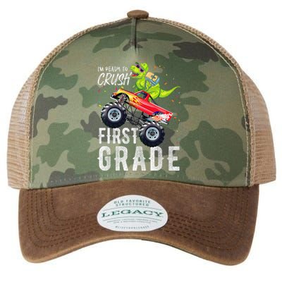 IM Ready To Crush First Grade Monster Truck Dinosaur Legacy Tie Dye Trucker Hat