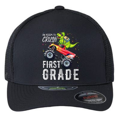 IM Ready To Crush First Grade Monster Truck Dinosaur Flexfit Unipanel Trucker Cap