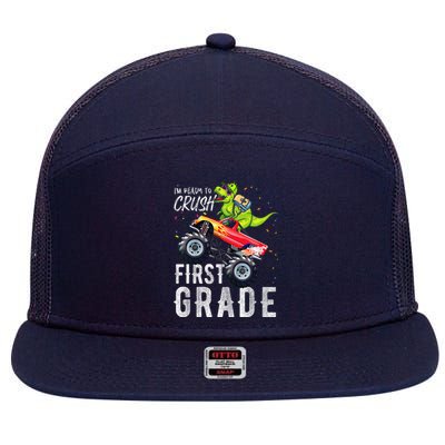 IM Ready To Crush First Grade Monster Truck Dinosaur 7 Panel Mesh Trucker Snapback Hat