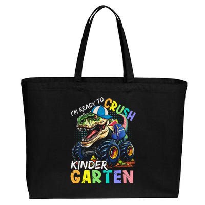 IM Ready To Crush Kindergarten Monster Truck Dinosaur Cotton Canvas Jumbo Tote