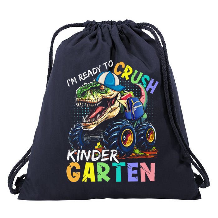 IM Ready To Crush Kindergarten Monster Truck Dinosaur Drawstring Bag