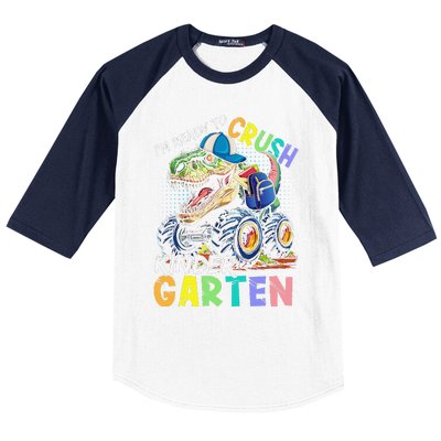 IM Ready To Crush Kindergarten Monster Truck Dinosaur Baseball Sleeve Shirt