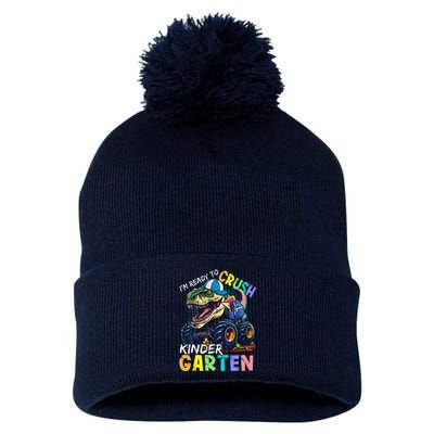 IM Ready To Crush Kindergarten Monster Truck Dinosaur Pom Pom 12in Knit Beanie