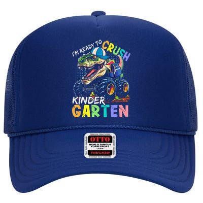 IM Ready To Crush Kindergarten Monster Truck Dinosaur High Crown Mesh Back Trucker Hat