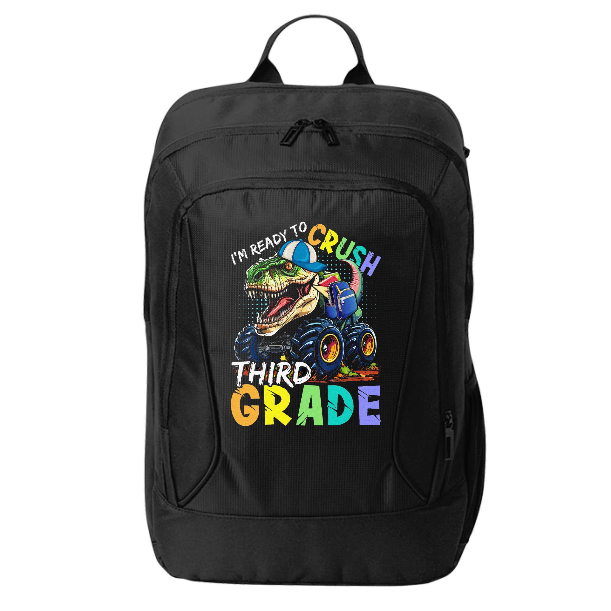IM Ready To Crush Third Grade Monster Truck Dinosaur City Backpack